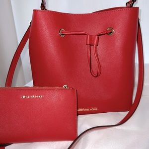 Michael Kors Red Satchel and matching wallet